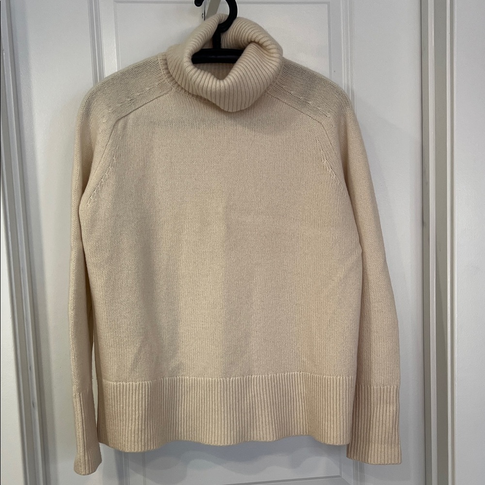 J. Crew Cashmere Cream Turtleneck Sweater